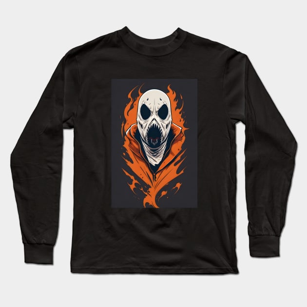 Ghost Face - scary mask Long Sleeve T-Shirt by Buff Geeks Art